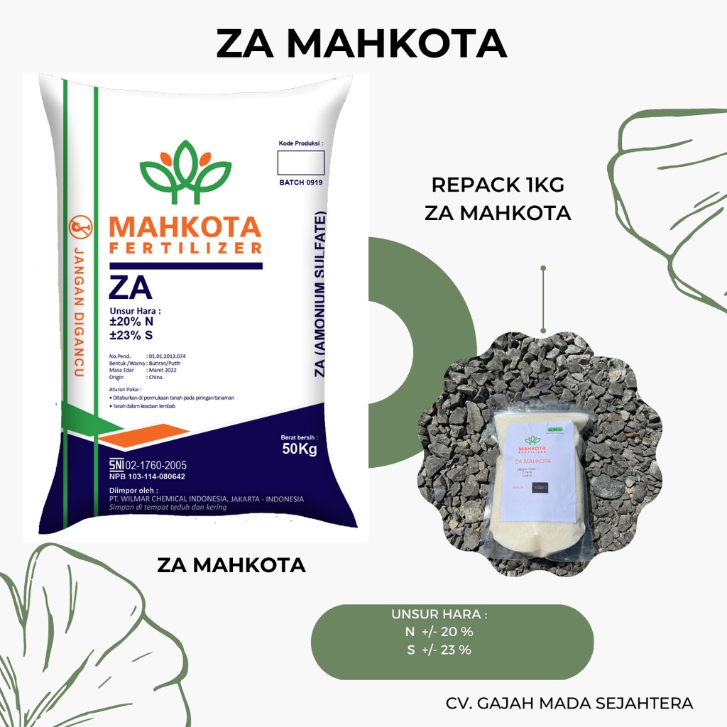 Jual Pupuk ZA MAHKOTA REPACK 1KG ZA Ammonium Sulfat Shopee Indonesia