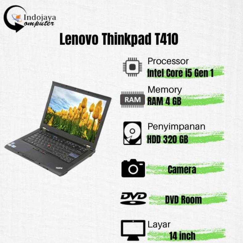 Jual Laptop Lenovo ThinkPad T410 Core I5 Gen 1 RAM 4GB 128GB 14 Inch