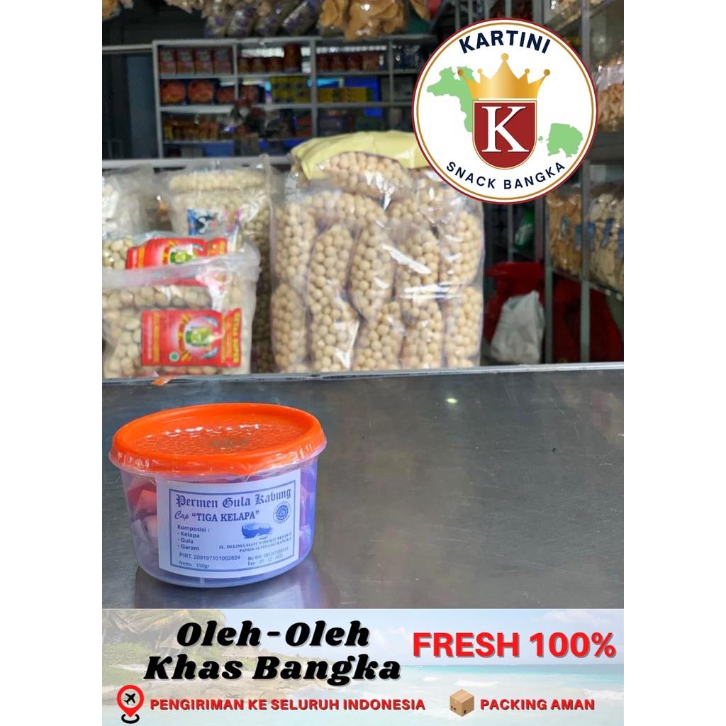 Jual Permen Gula Aren Permen Gula Kabung Bangka Cap Tiga Kelapa 150gr