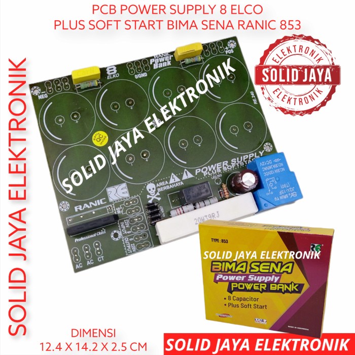 Jual PCB POWER SUPPLY 8 ELCO ELKO CAPASITOR PLUS SOFT START BIMA SENA