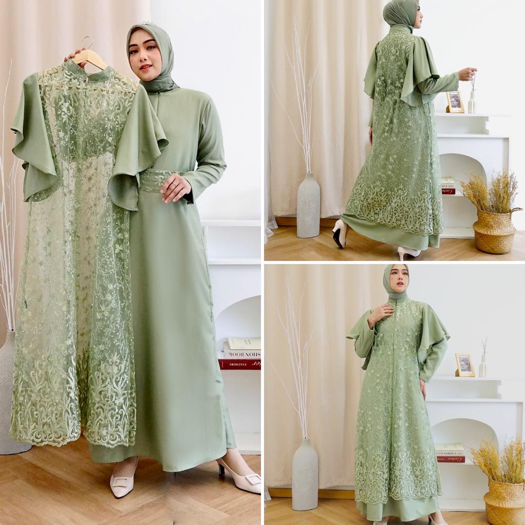 Jual Pasti Realpict 2IN1 GEORGINA DRESS INNER OUTER BRUKAT TILLE