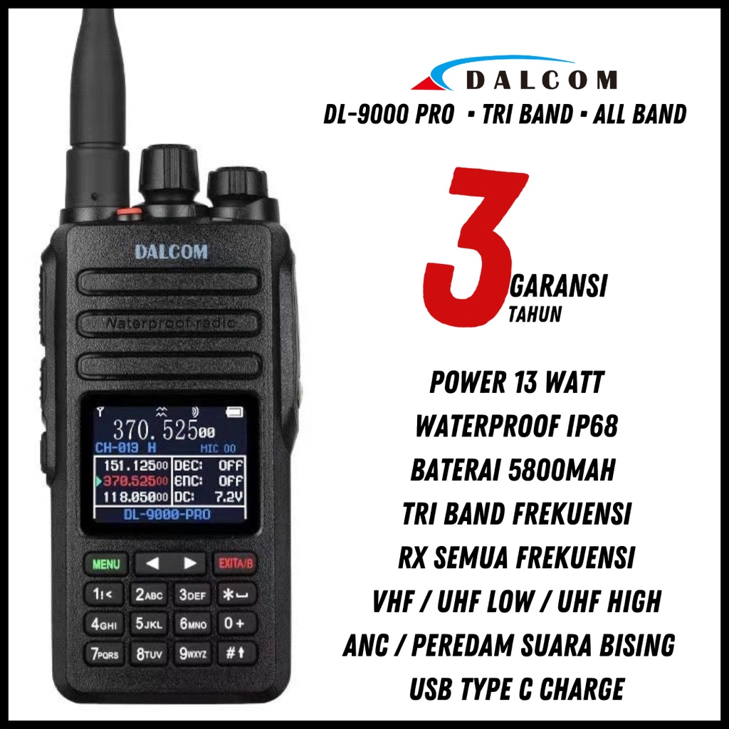 Jual WALKIE TALKIE HT DALCOM DL 9000 PRO WATERPROOF 13W Shopee Indonesia