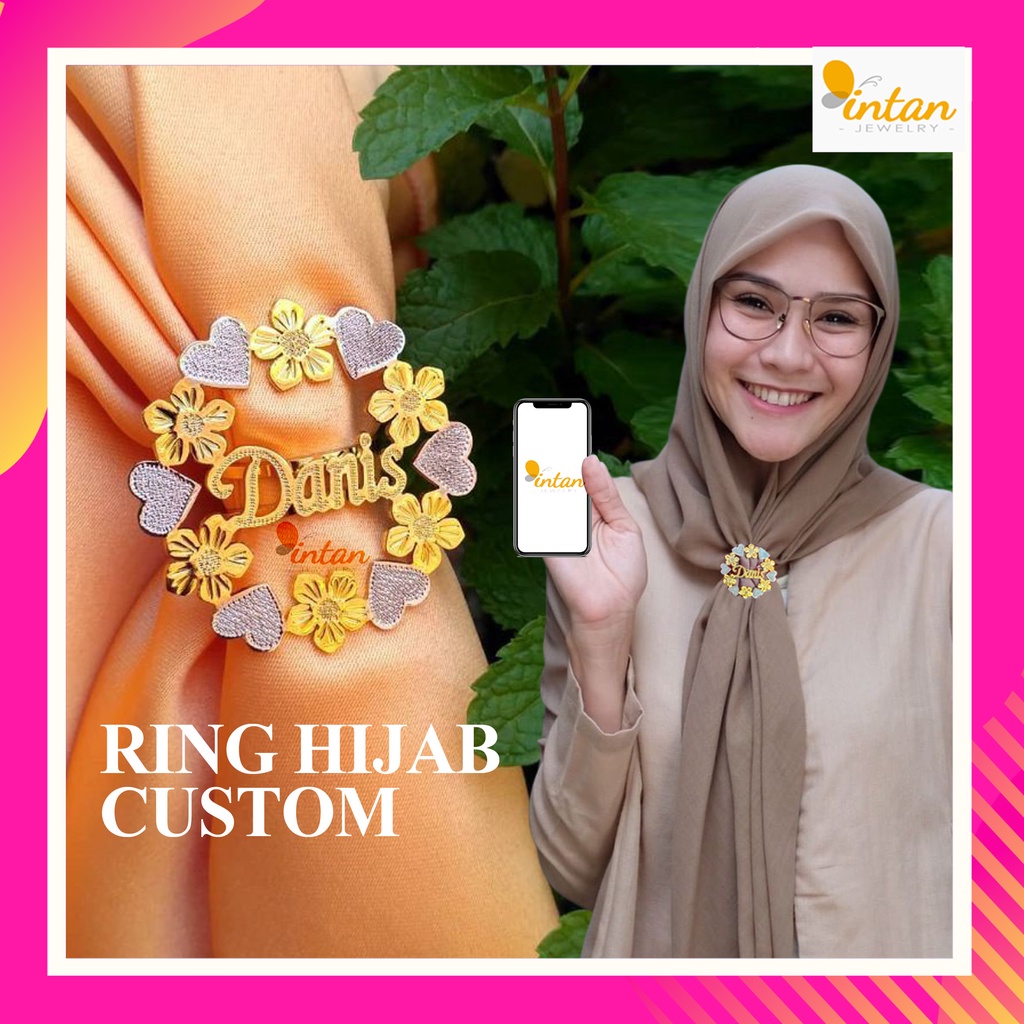 Jual Bros Cincin Nama Ring Hijab Kombinasi Warna Custom Ukir Nama