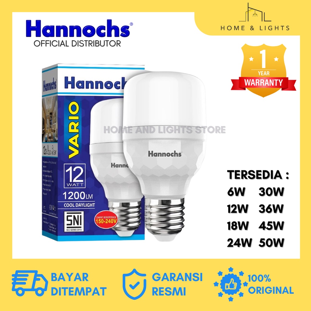 Jual Hannochs LED Vario 6W 12W 18W Cool Daylight Putih Shopee