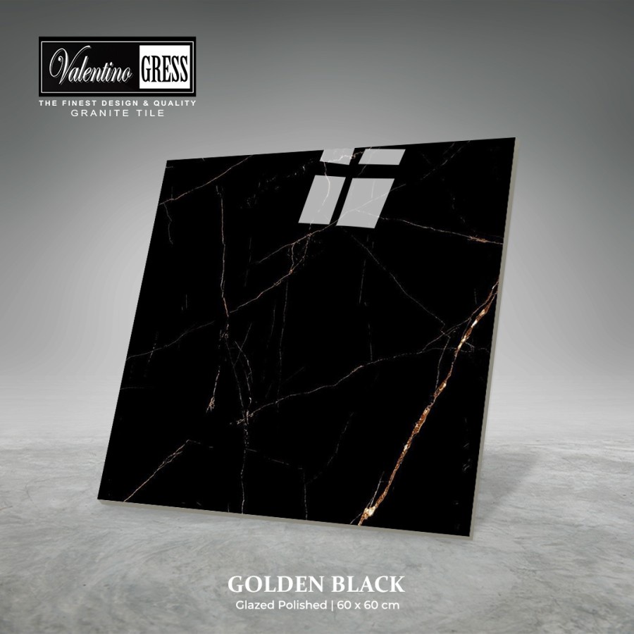 Jual Granite Lantai X Golden Black Glossy Glazed Polish Valentino