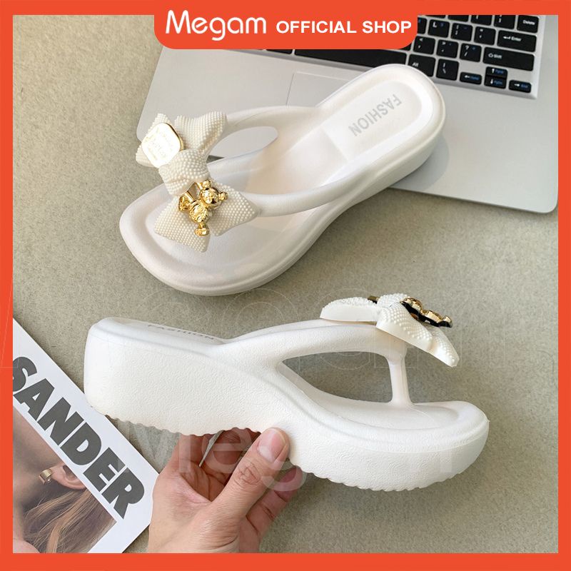 Jual Megam Sandal Jepit Wedges Wanita Model Trendy Sendal Jelly Polos