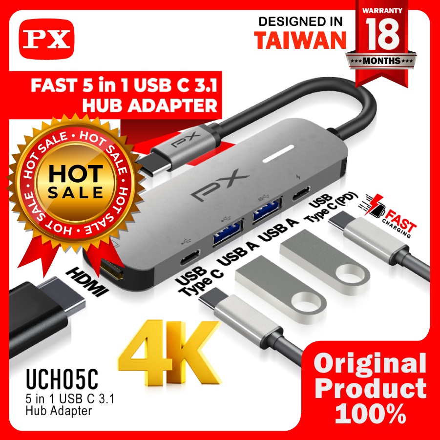 Jual Hub Converter USB Type C 3 1 To USB Type C 4K HDMI 5 In 1 PX