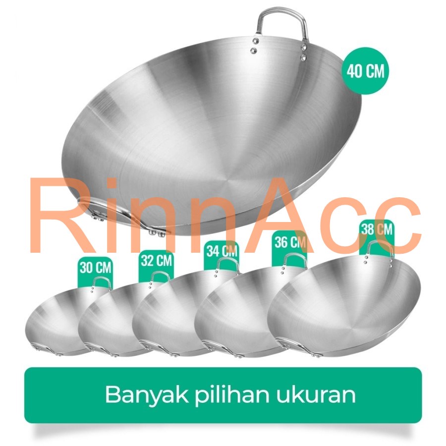 Jual RinnAcc Wajan Stainless 555 Tebal Kuali Premium Dengan Pegangan