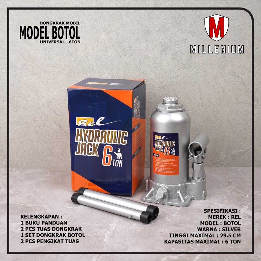 Jual REL Dongkrak Mobil Model Botol Hidrolik Hydraulic Jack 6 Ton