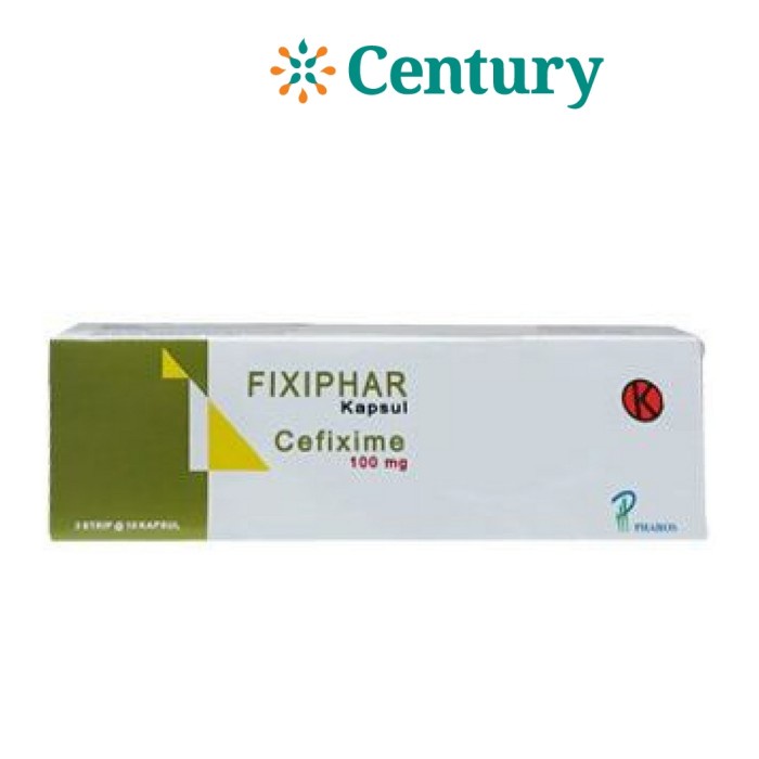 Jual FIXIPHAR 100MG 1 STRIP ISI 10 KAPSUL CEFIXIME ANTIBIOTIK