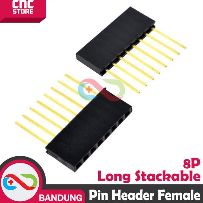 Jual CNC PIN HEADER FEMALE 8 8P 10MM LONG STACKABLE FOR ARDUINO UNO