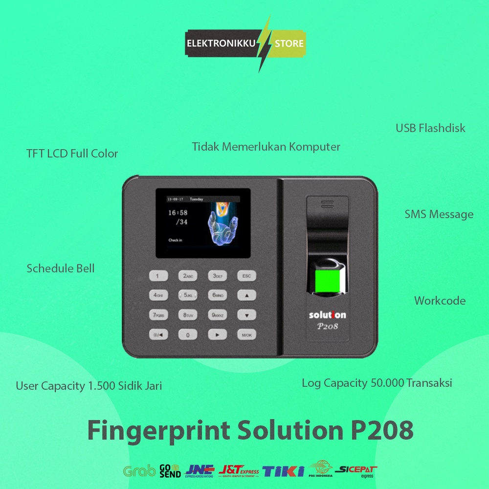 Jual Mesin Absensi Fingerprint Solution P208 Alat Absen Sidik Jari