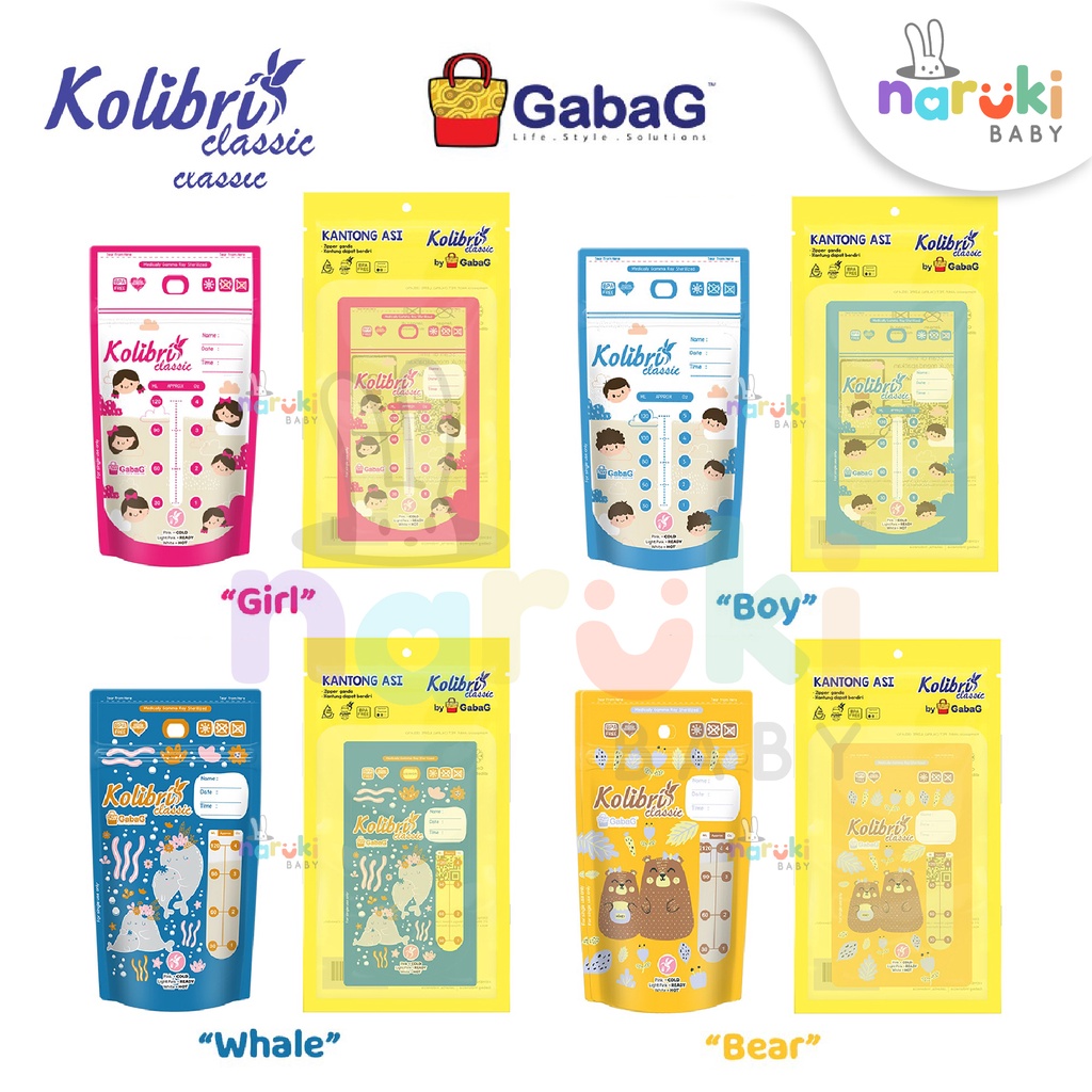 Jual Gabag Kantong Asi Kolibri Classic 120 Ml Boy And Girl Shopee