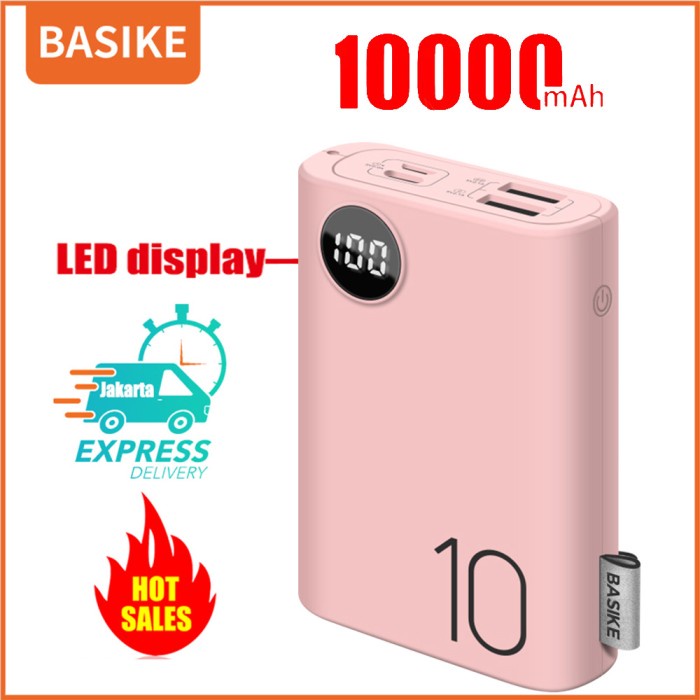 Jual POWER BANK DUAL USB LCD BASIKE 10000 MAH MINI MURAH FAST CHARGING