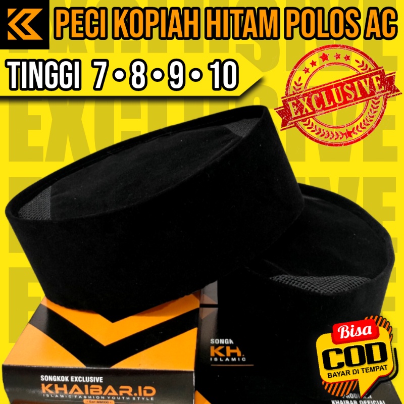 Jual Kopiah Peci Songkok Hitam Polos Nasional Exclusive Merk Khaibar