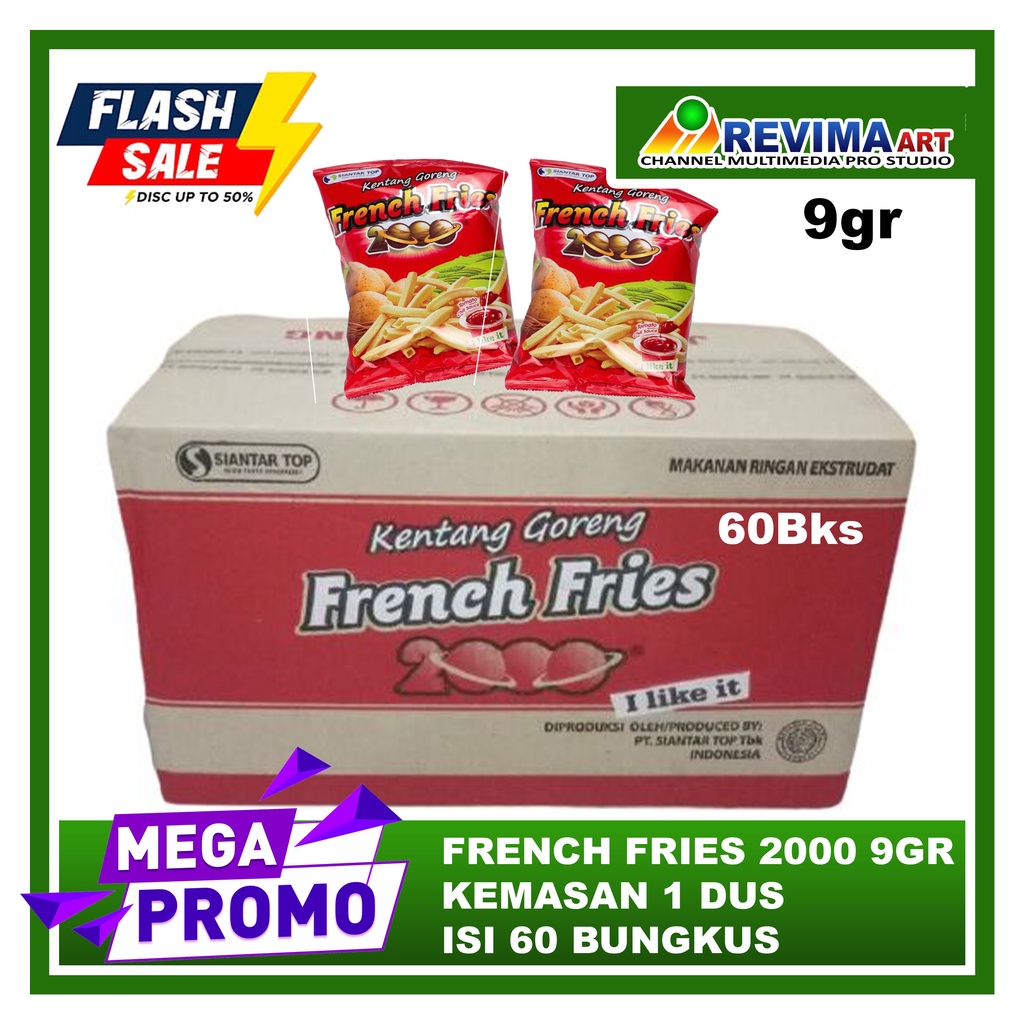 Jual Ciki Kentang Goreng FRENCH FRIES 2000 9gr Kemasan 1 Dus Isi 60