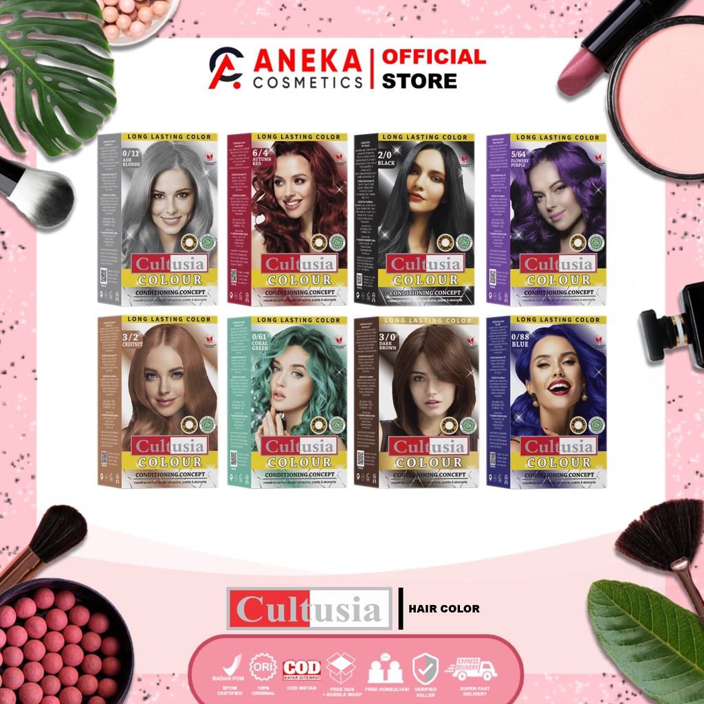 Jual Cultusia Hair Colour Cream Ash Blonde Auntuum Red Black