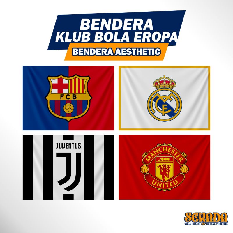 Jual Bendera Klub Bola Eropa Bendera Barcelona Manchester United Real