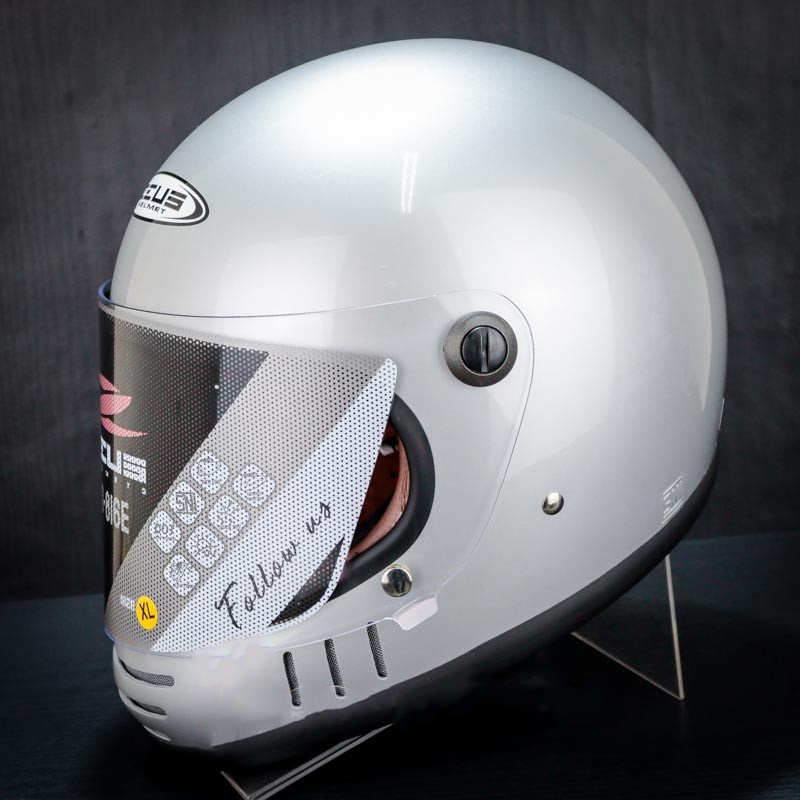 Jual Helm Zeus Zs E Solid Silver Glossy Retro Classic Shopee