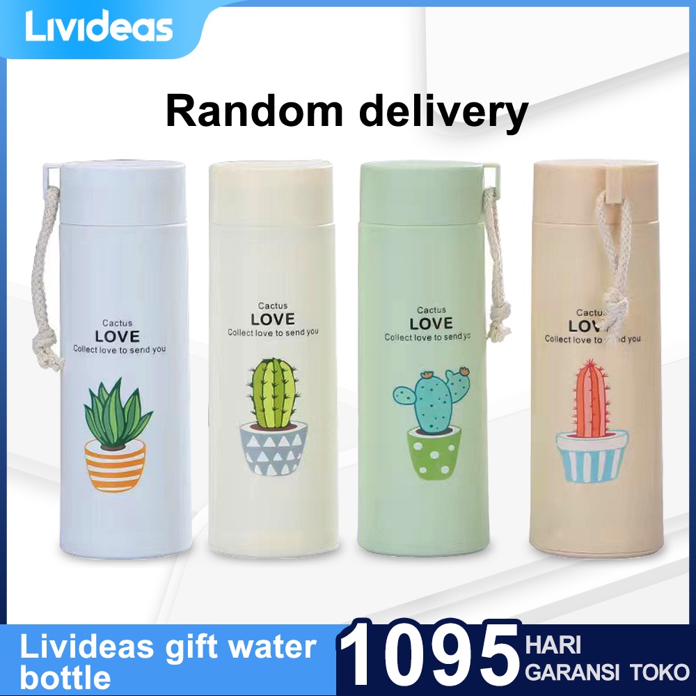 Jual Livideas BOTOL KACA Termos Tumbler Unik Motif Tanaman Cactus