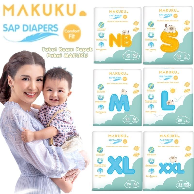 Jual Popok Makuku Sap Diapers Comfort Fit Jumbo Tape Nb S Pants