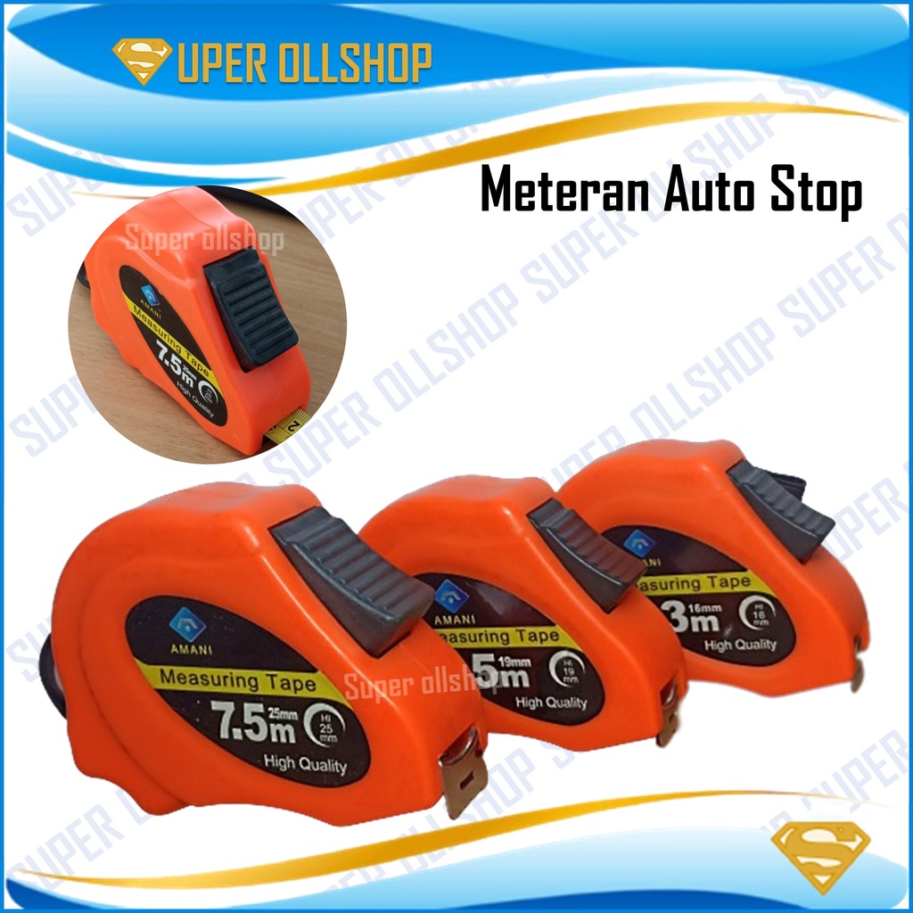 Jual Meteran Auto Stop 7 5 M Rol Meter Tukang Bangunan Meteran 7 5 M