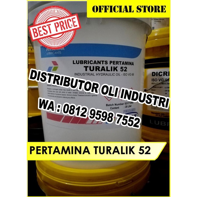 Jual PERTAMINA TURALIK 52 Oli Hidrolik Industri ISO VG 68