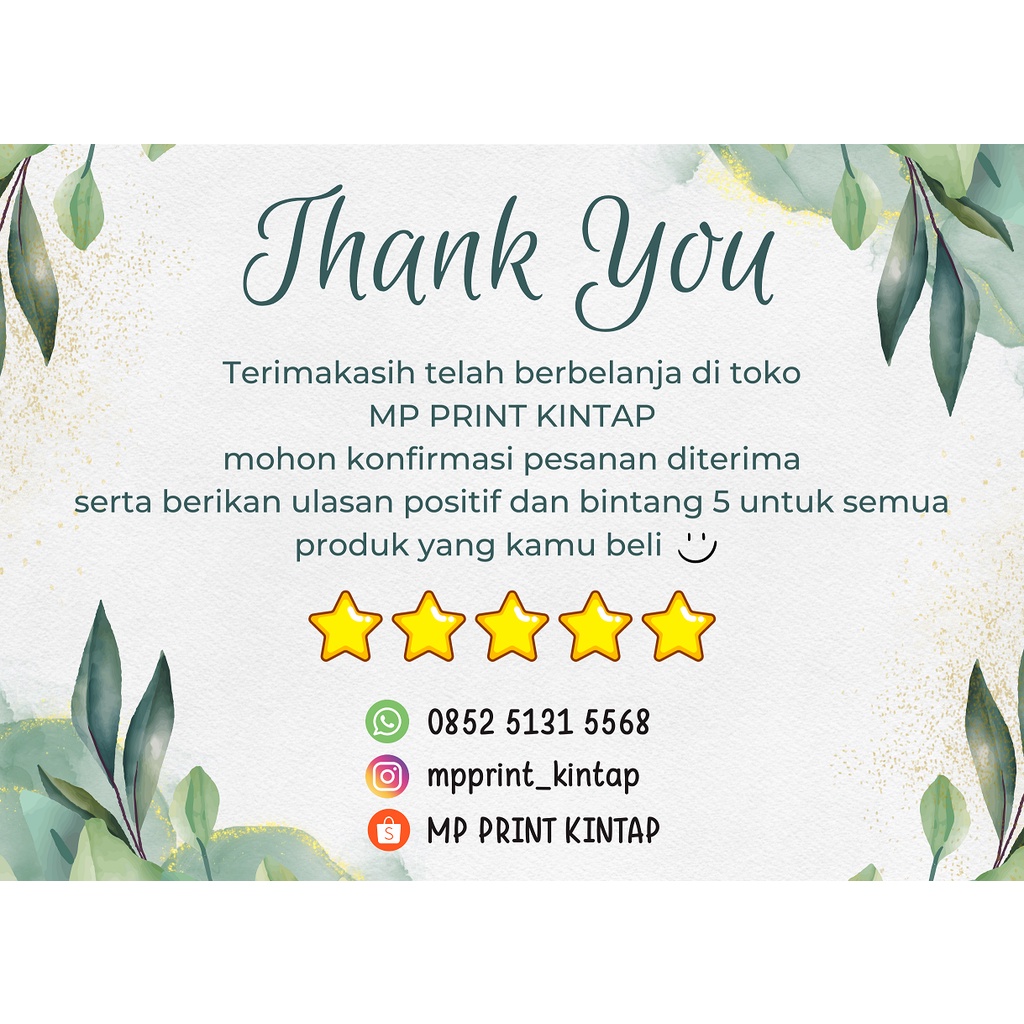 Jual Isi Pcs Thanks Card X Cm Thank You Card Kartu Ucapan