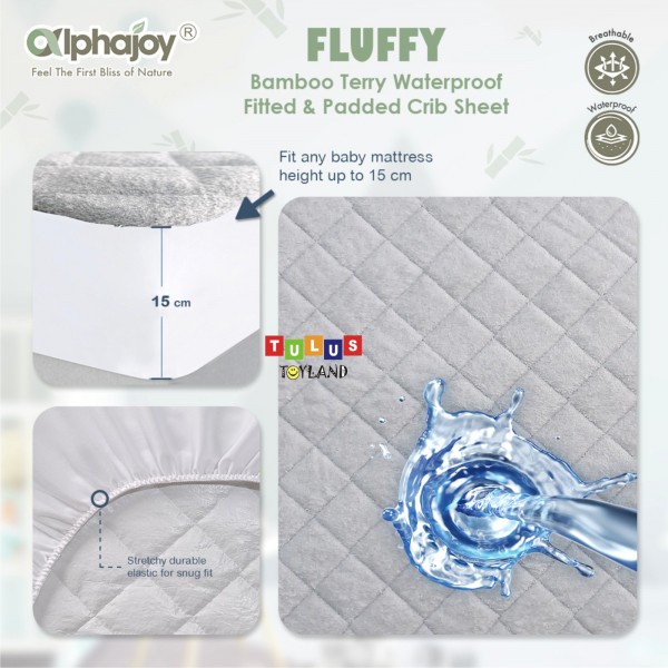 Jual Sprei Bayi Anti Ompol Alphajoy Fluffy Bamboo Terry Waterproof