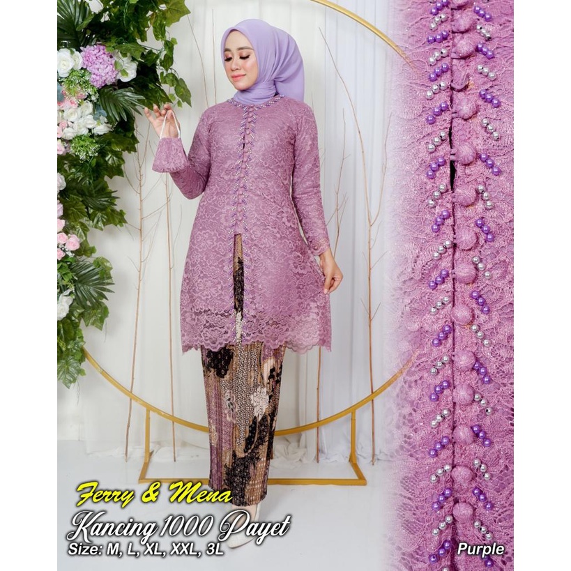 Jual Set Kebaya Tunik Kancing Seribu Payet Vol Buat Kondangan Lamaran