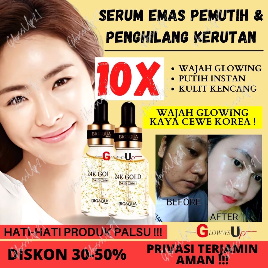 Jual BIOAQUA 24K GOLD SKIN BRIGTENING SERUM 30ML BPOM SERUM BIOAQUA