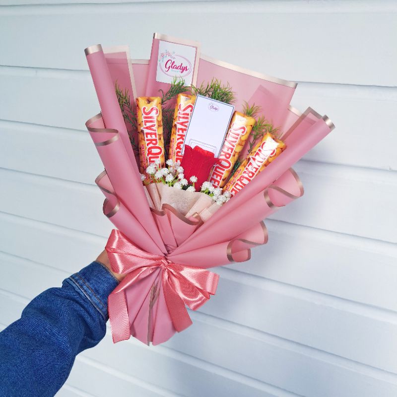 Jual Chocolate Bouquet With Rose Buket Coklat Dan Bunga Buket