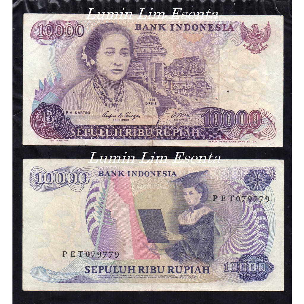 Jual BL2419 Per 1 Lembar Uang Kuno 10000 Rupiah Kartini Bekas Pakai Ada