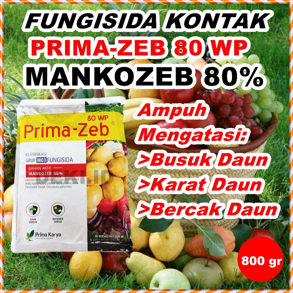 Jual PrimaZeb 80 WP 800 Gram Fungisida Kontak Mankozeb Prima Zeb