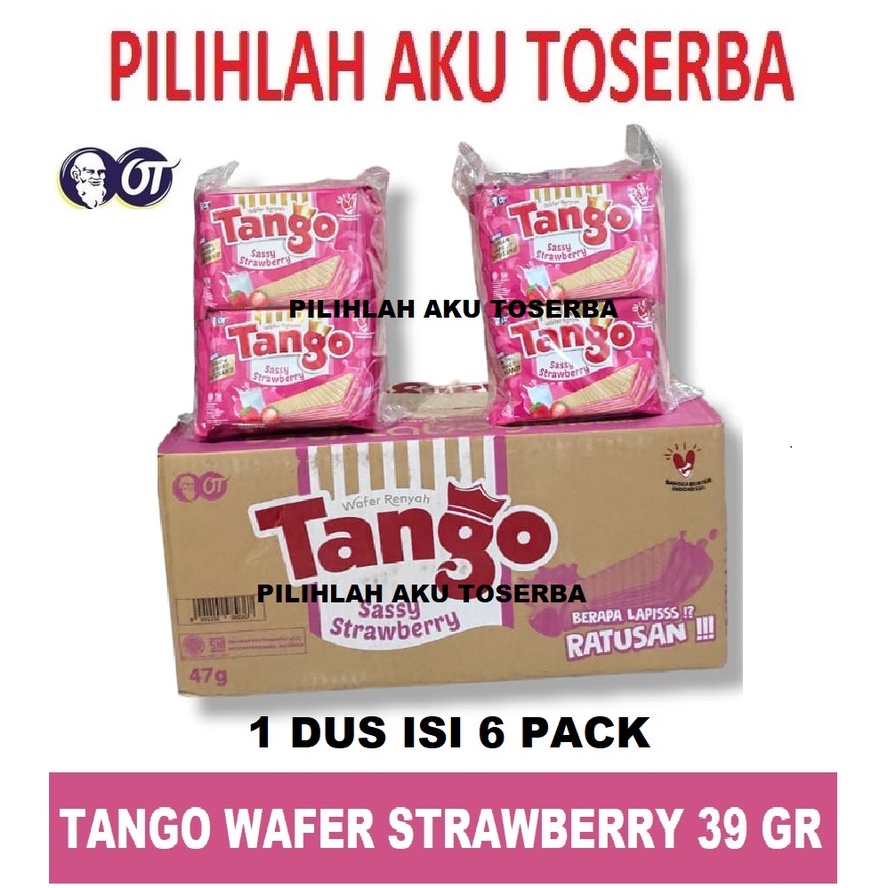 Jual Tango Wafer STRAWBERRY 39 Gr HARGA 1 KARTON ISI 6 PACK