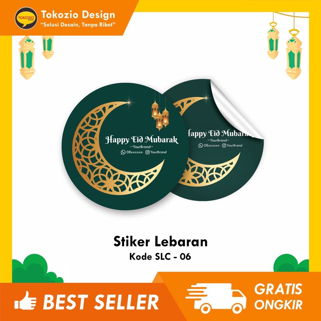 Jual STIKER TOPLES LEBARAN DIAMETER 3CM IDUL FITRI STICKER SEGEL CUSTOM