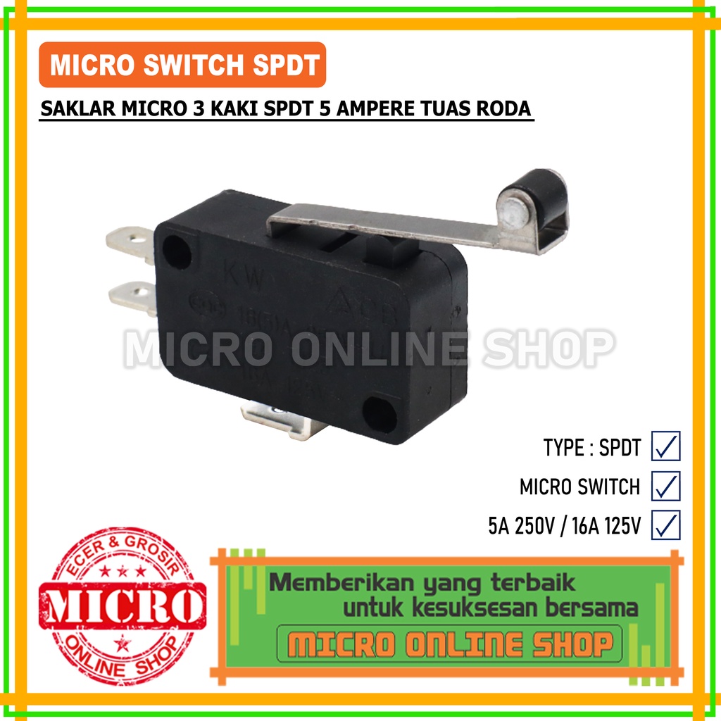 Jual Micro Switch SPDT Saklar Mikro 3 Pin Gagang Roda Shopee