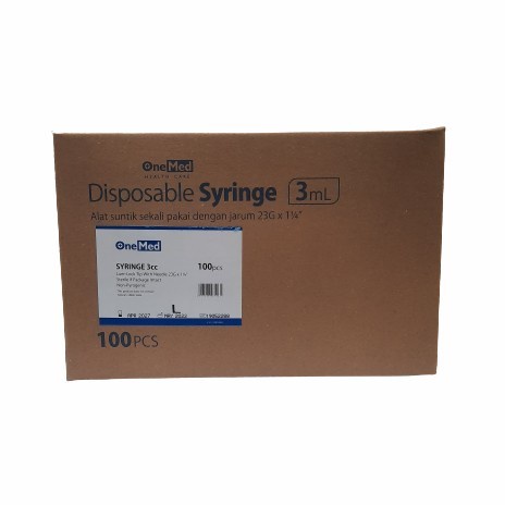 Jual Syringe 3 Cc Onemed Spuit 3 Ml Per Box Isi 100 Pcs Shopee