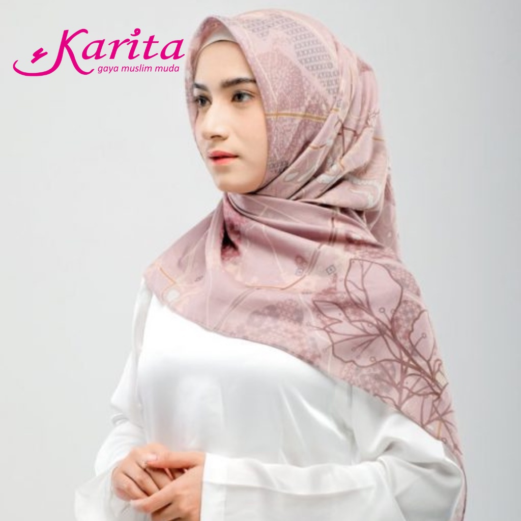 Jual Scarf Hijab Voal Segi Empat Jilbab Motif Map Series Kerudung