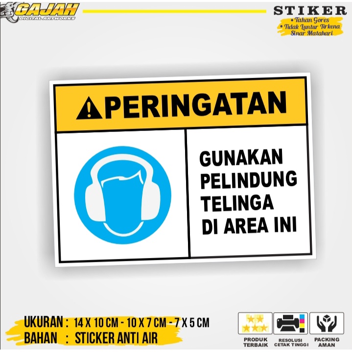 Jual Stiker Sign Peringatan Gunakan Pelindung Telinga Di Area Ini