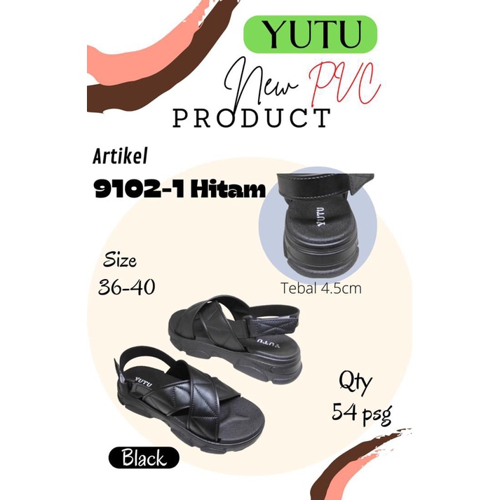 Jual YT 9102 1 Sandal Wanita Selop Hak Tebal Kekinian Sandal Gunung