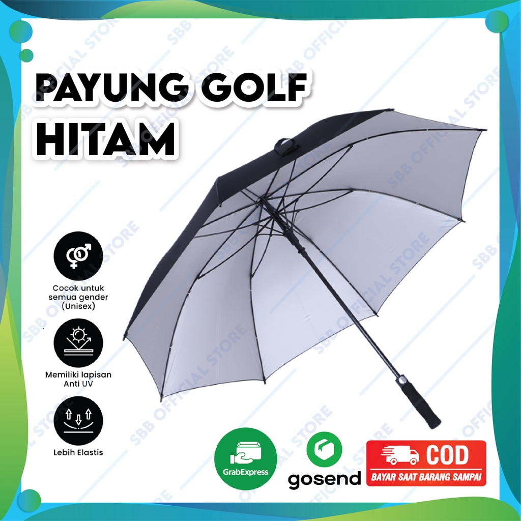 Jual Payung Golf Polos Anti UV Premium Quality Hitam Payung Golf