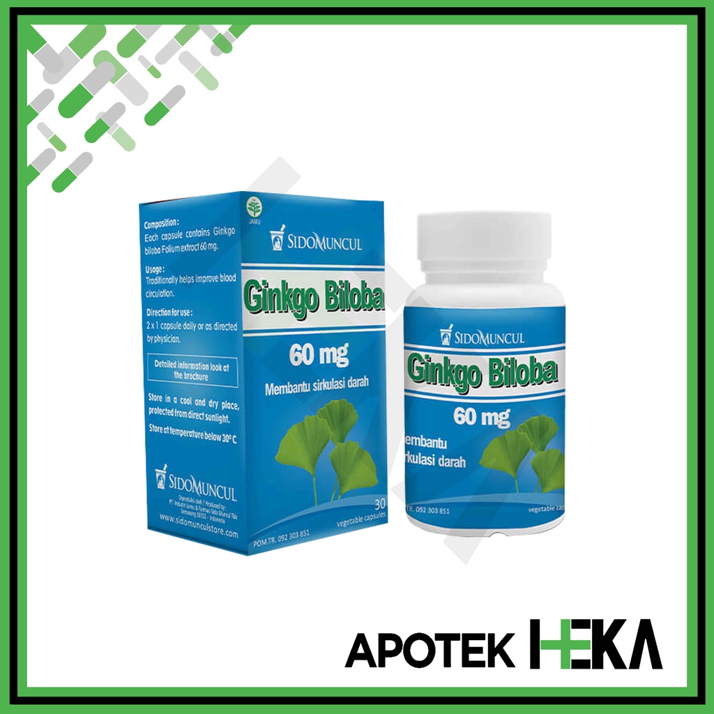 Jual Ginkgo Biloba 60 Mg Sido Muncul Isi 30 Kapsul Melancarkan Darah