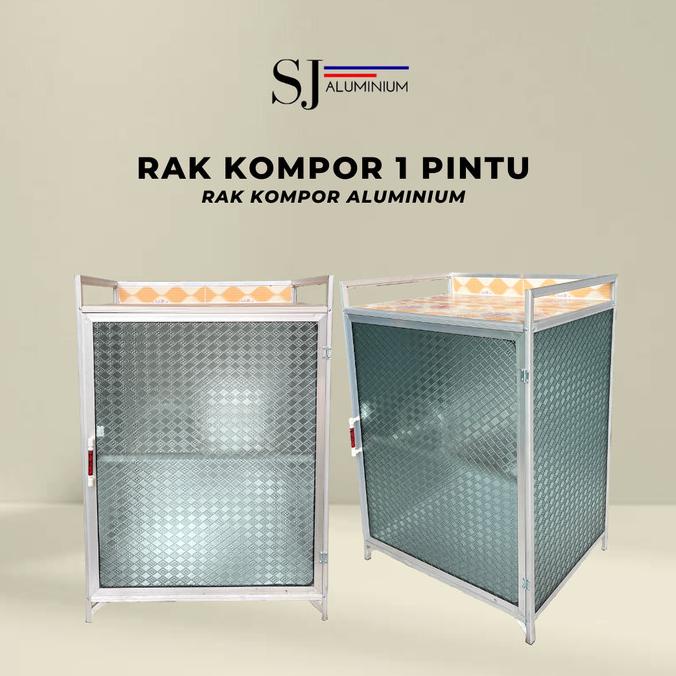 Jual Lemari Rak Piring Aluminium Kaca Meja Dapur Rak Kompor 1 Pintu