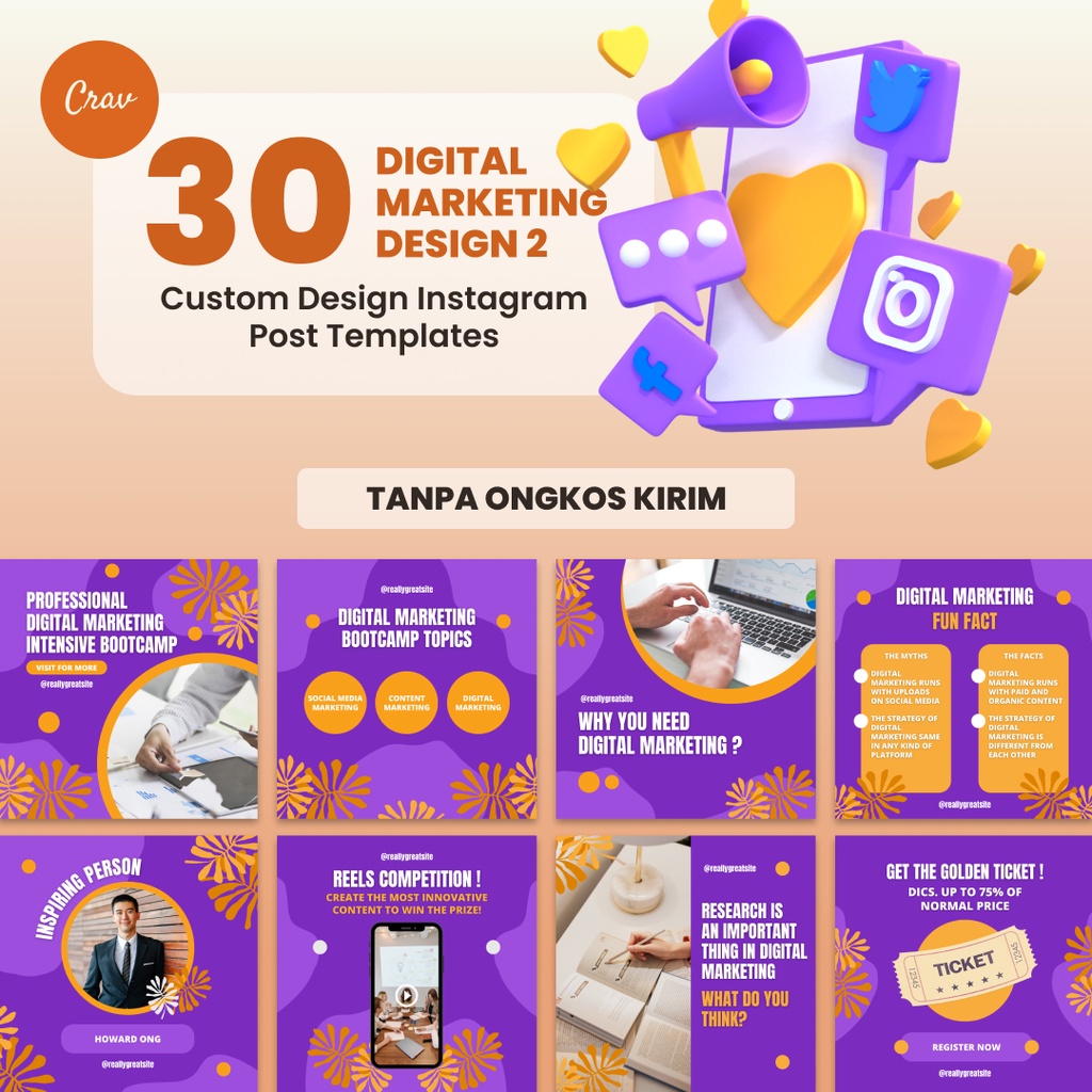 Jual Jasa Desain Instagram Post Tema Digital Marketing Desain Shopee Indonesia