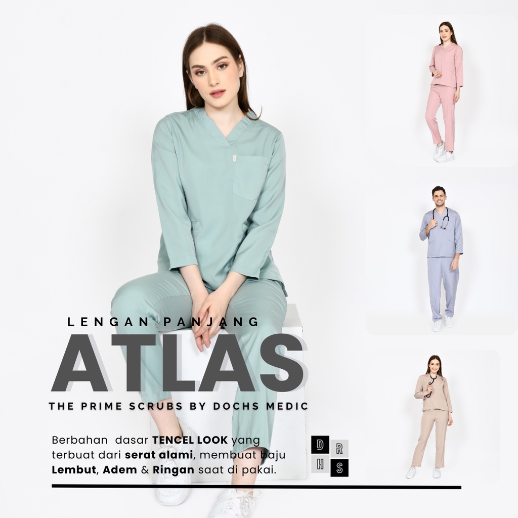 Jual Atlas Scrubs Medis Baju Ok Baju Jaga Lengan Panjang The Prime