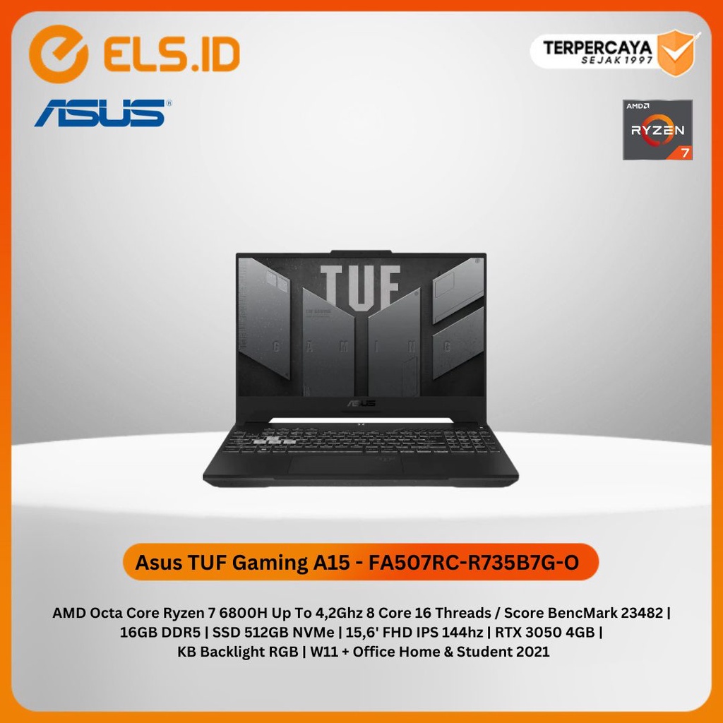 Jual Laptop Asus TUF Gaming A15 FA507RC R735B7G O AMD Ryzen 7 6800H