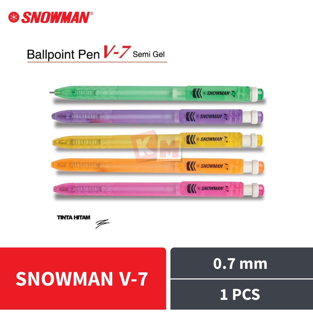 Jual Pulpen Ballpoint Pena Snowman V Mm Hitam Semi Gel Shopee