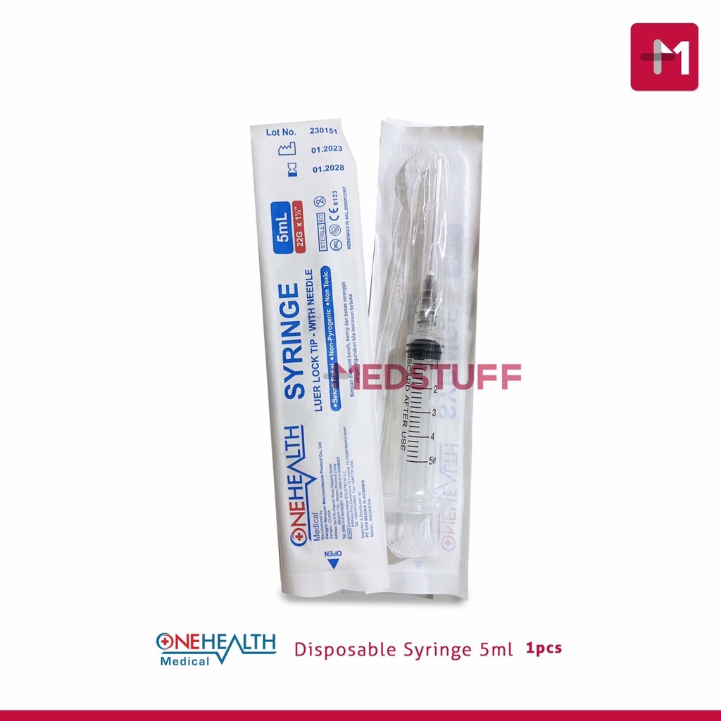 Jual Disposable Syringe Onehealth 5ml Spuit 5cc Spoit 5cc Jarum Suntik