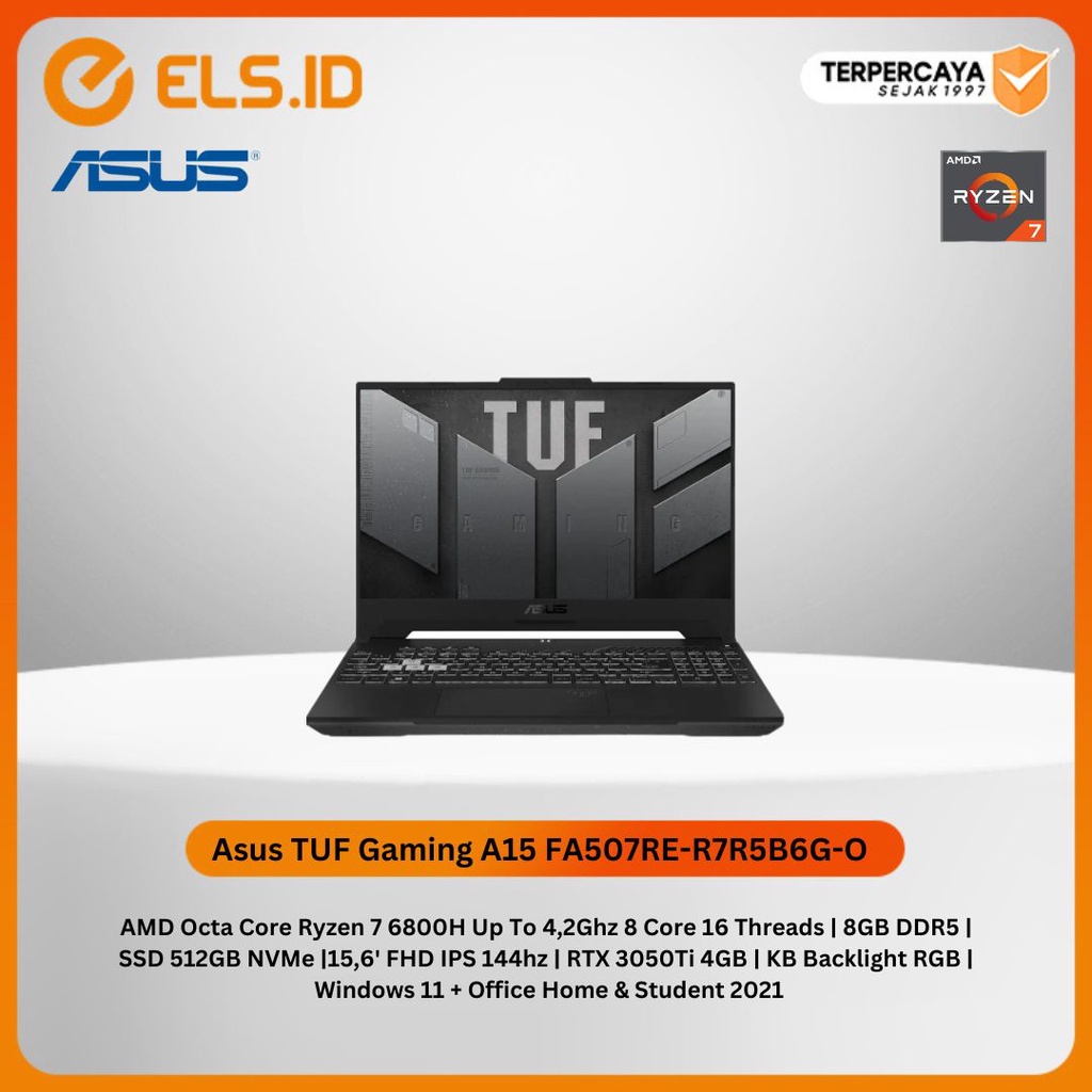 Jual Laptop Asus TUF Gaming A15 FA507RE R7R5B6G O Jaeger Grey Ryzen